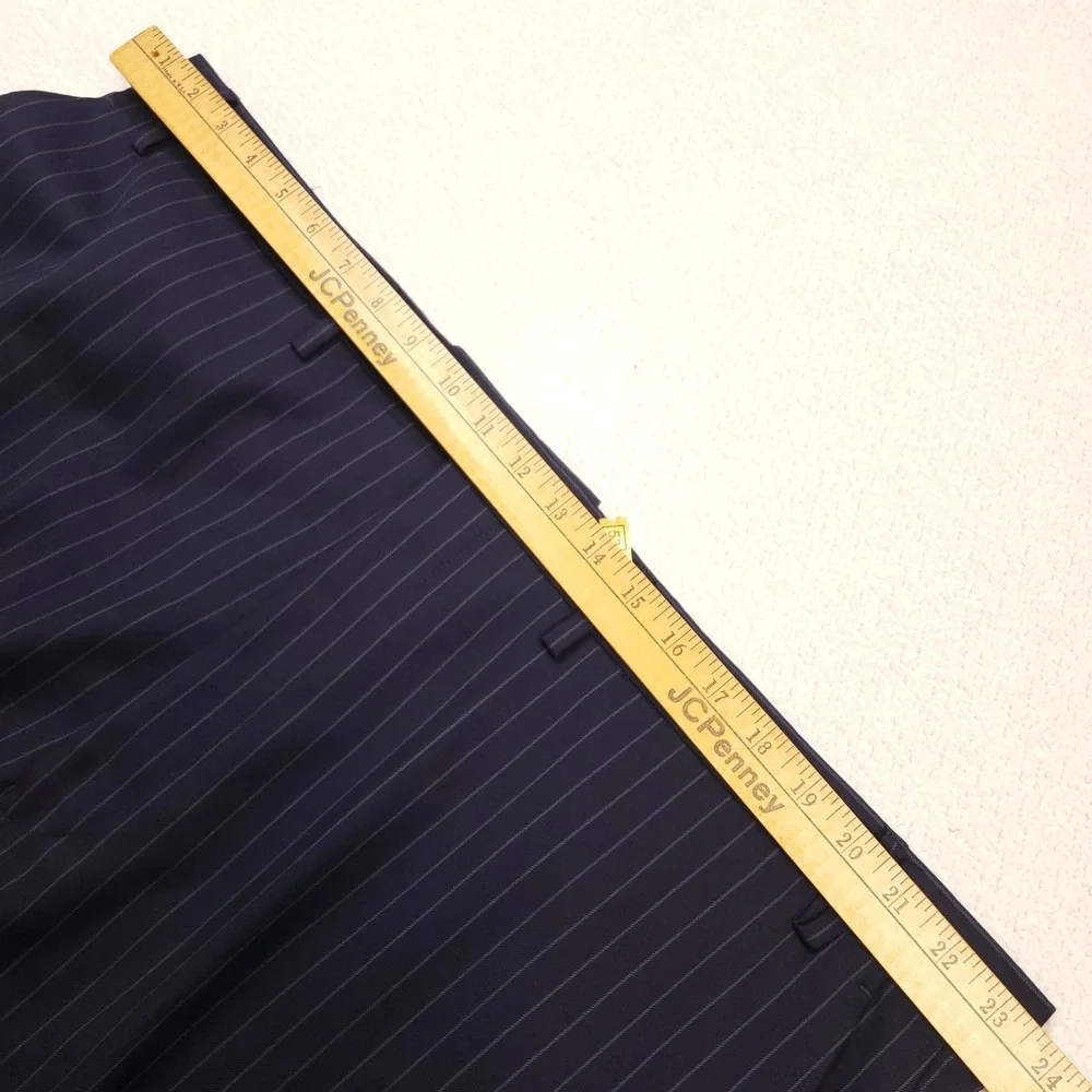 Ralph Ralph Lauren Suit Men 50L 46R Navy Blue Pinstripe Wool Blend Two Piece Set